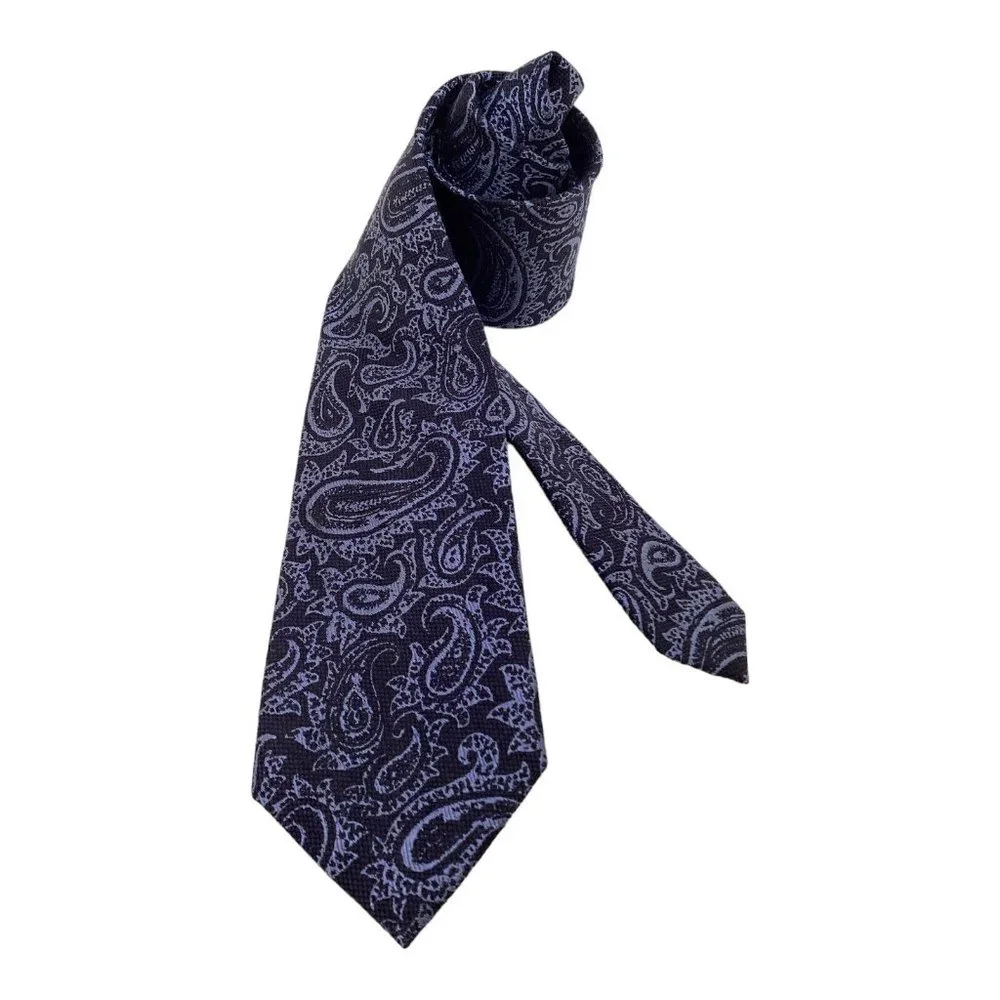 THE MEN'S STORE BLOOMINGDALE'S Blue Purple Paisley Silk Blend Tie 59